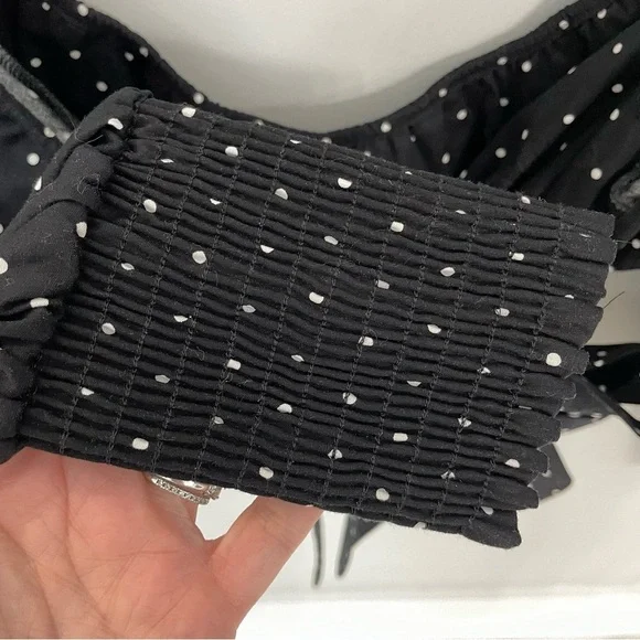 MISA Los Angeles Kayly Black Polka Dot Open Back Ruffle Cotton Crop Top Sz S. 23 - Picture 10 of 11